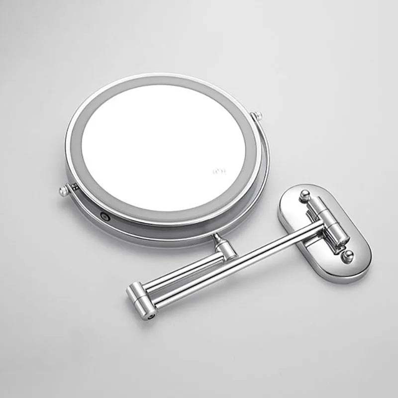Wall Mounted Makeup Mirror Stainless Steel 20.0 cm LED Bathroom Magnifying Touch Control Rechargeable Vanity Grooming Mirror | Thomler