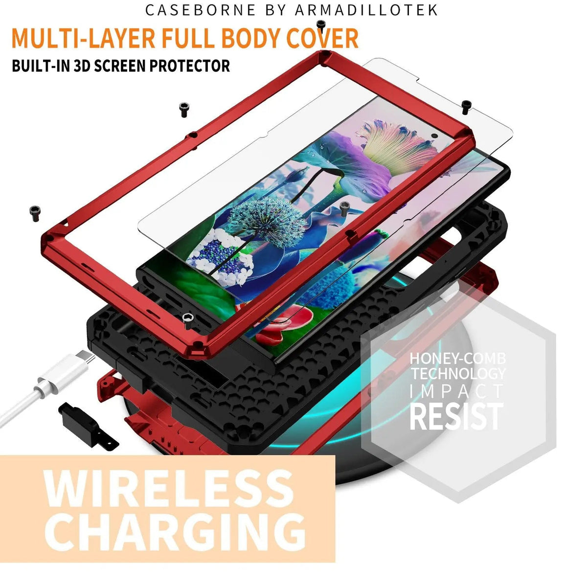 Heavy-Duty Samsung Galaxy S23 Armor Case with Built-In Screen Shield & Kickstand for Hands-Free Use | Thomler