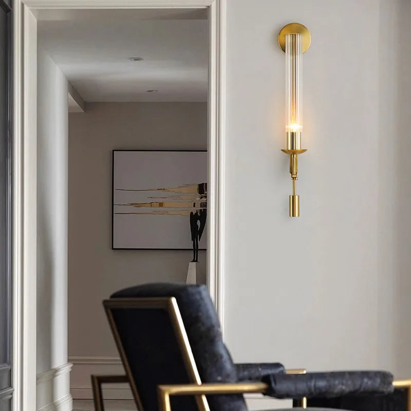 Contemporary Metal and Glass Wall Light Fixture for Bedroom Reading and Ambient Lighting | Thomler