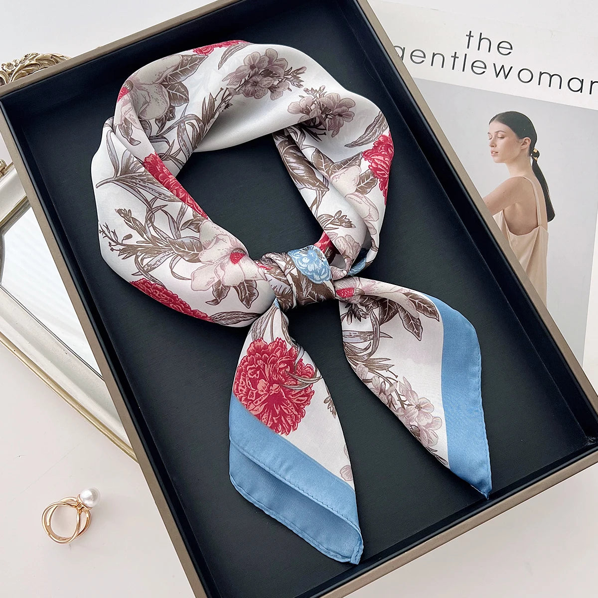Equestrian Print Satin Square Scarf Neck Wrap Hair Accessory Head Covering 28 Inch Fashion Versatile Women's Silk-Feel Lightweight Bandana | Thomler
