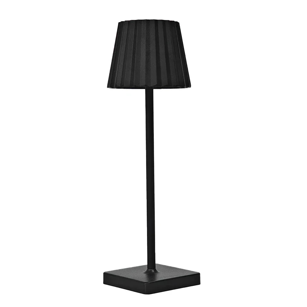 Cordless Rechargeable Table Lamp with Pleated Shade & Touch Dimmer – Classic LED Bedside Light for Bedroom Living Room | Thomler