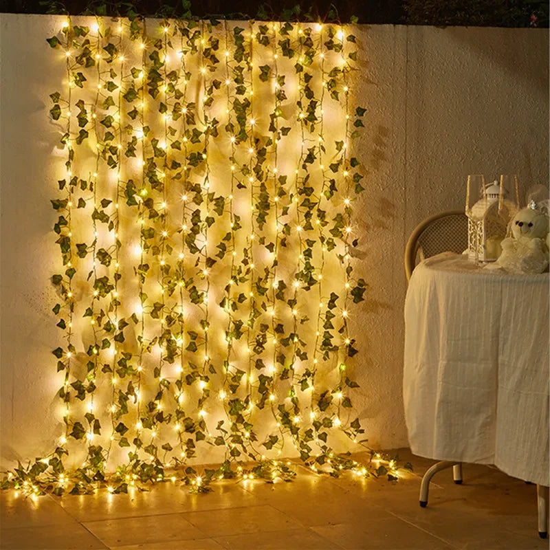 Battery-Operated Leaf Vine LED Garland – Decorative Indoor & Outdoor Foliage Lights for Holidays & Weddings | Thomler