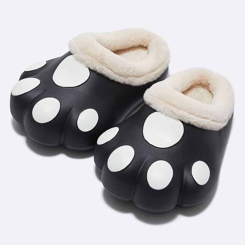 Plush Cat Paw Slippers with Fleece Lining – Cozy Winter House Shoes for Women & Men | Thomler