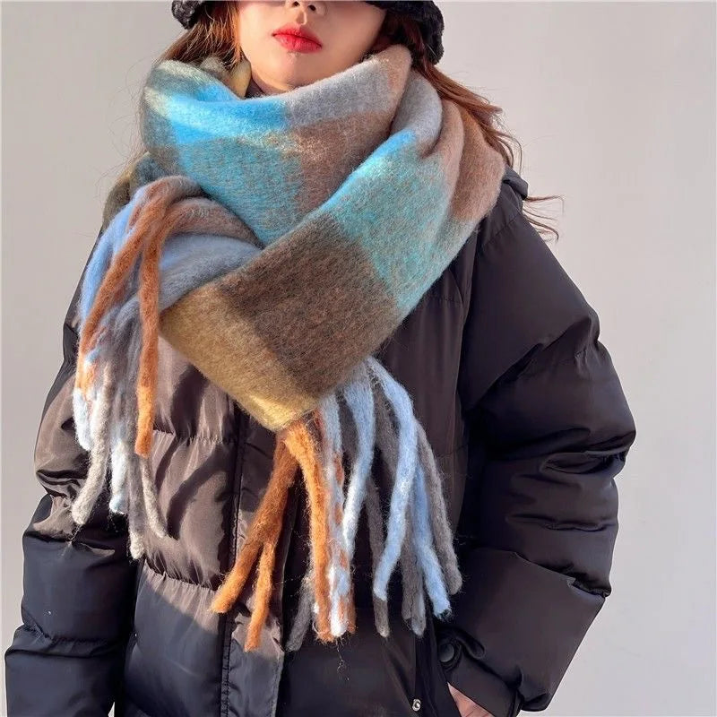 Luxurious Cashmere Winter Scarf – Soft Oversized Wrap with Vibrant Rainbow Colors for Women | Thomler