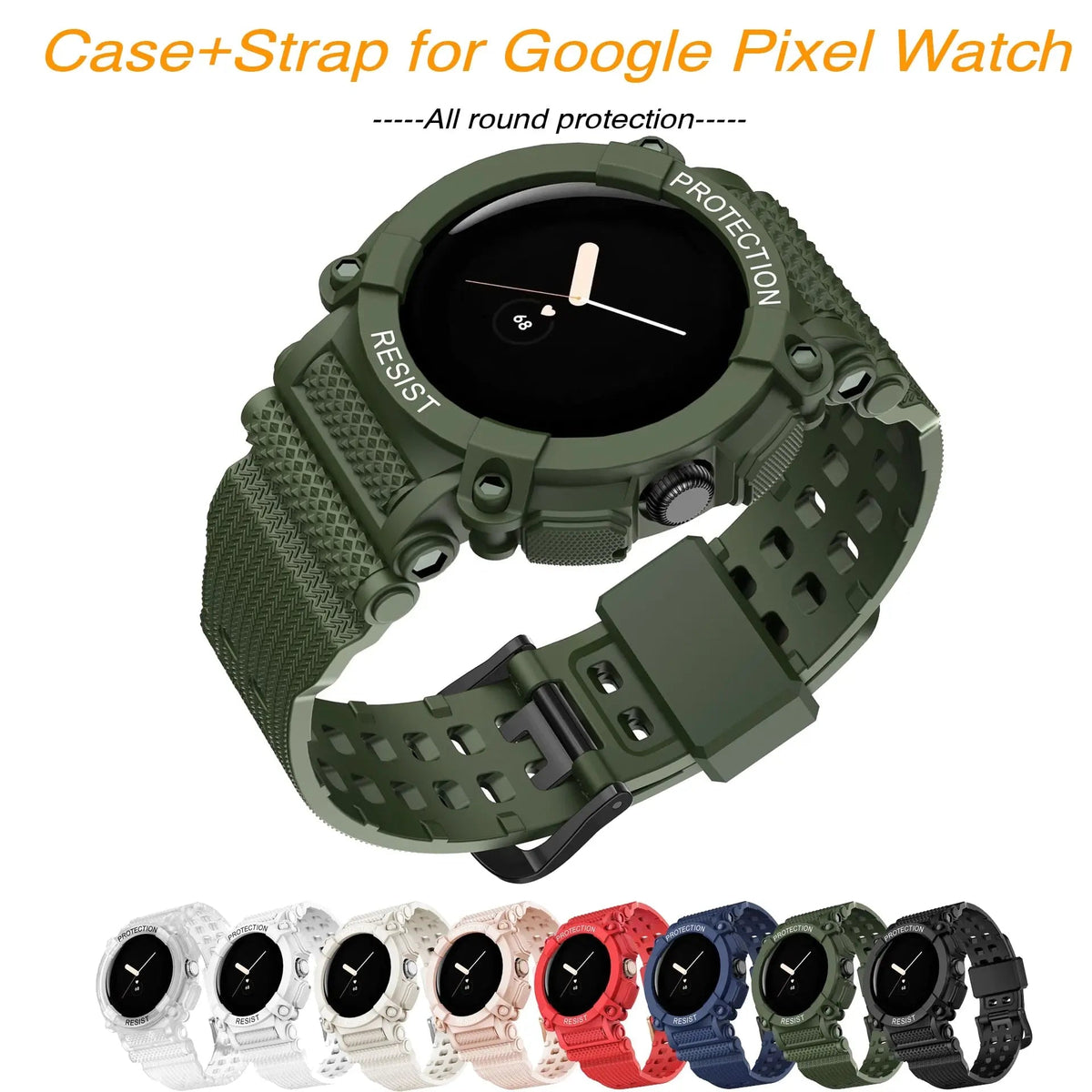 Protective Strap & Shell Combo for Pixel Watch – Matching Band & Bumper Case | Thomler