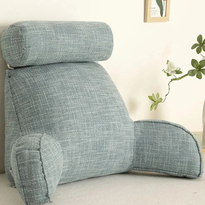 Adjustable Backrest Cushion with Movable Headrest & Side Pocket for Bed or Couch | Thomler