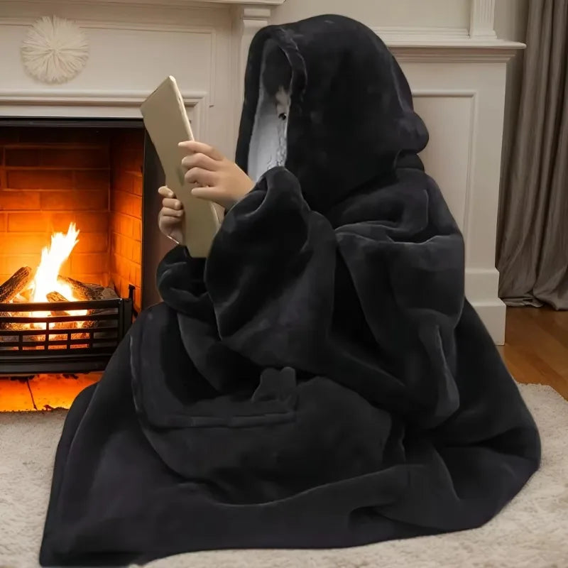 Oversized Wearable Blanket Hoodie with Kangaroo Pocket – Plush Reversible Throw Sweatshirt for Lounging, Couch, Bed & TV | Thomler