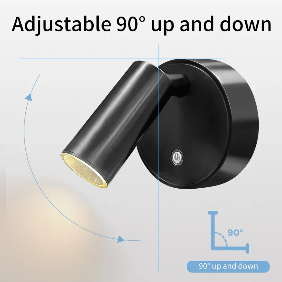 Compact Rechargeable Wall Sconce with Touch Control & Magnetic Mount – 3 Color Temperatures, 360° Swivel for Bedside Reading & Hallways | Thomler