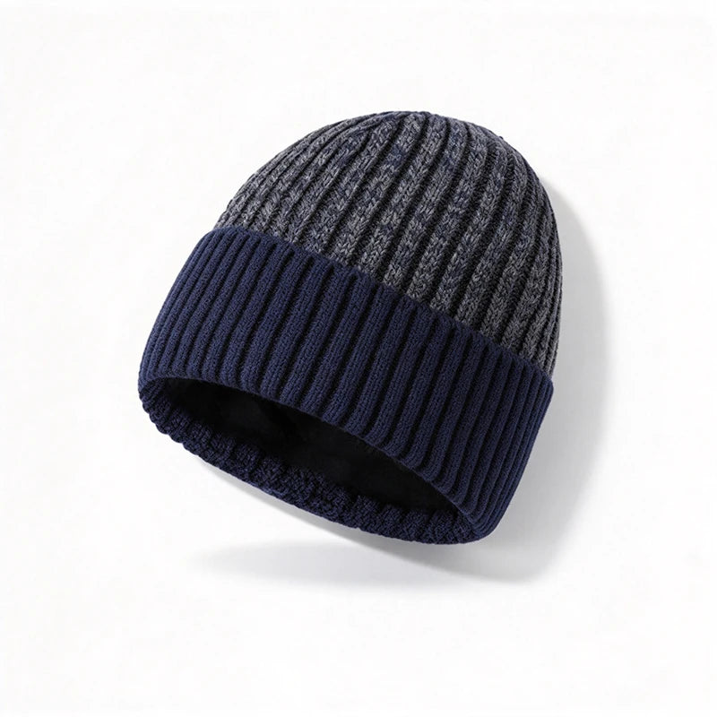 Men's Thermal Knit Winter Beanie with Fleece Lining – Ribbed Cuff Hat for Everyday Cold-Weather Comfort | Thomler