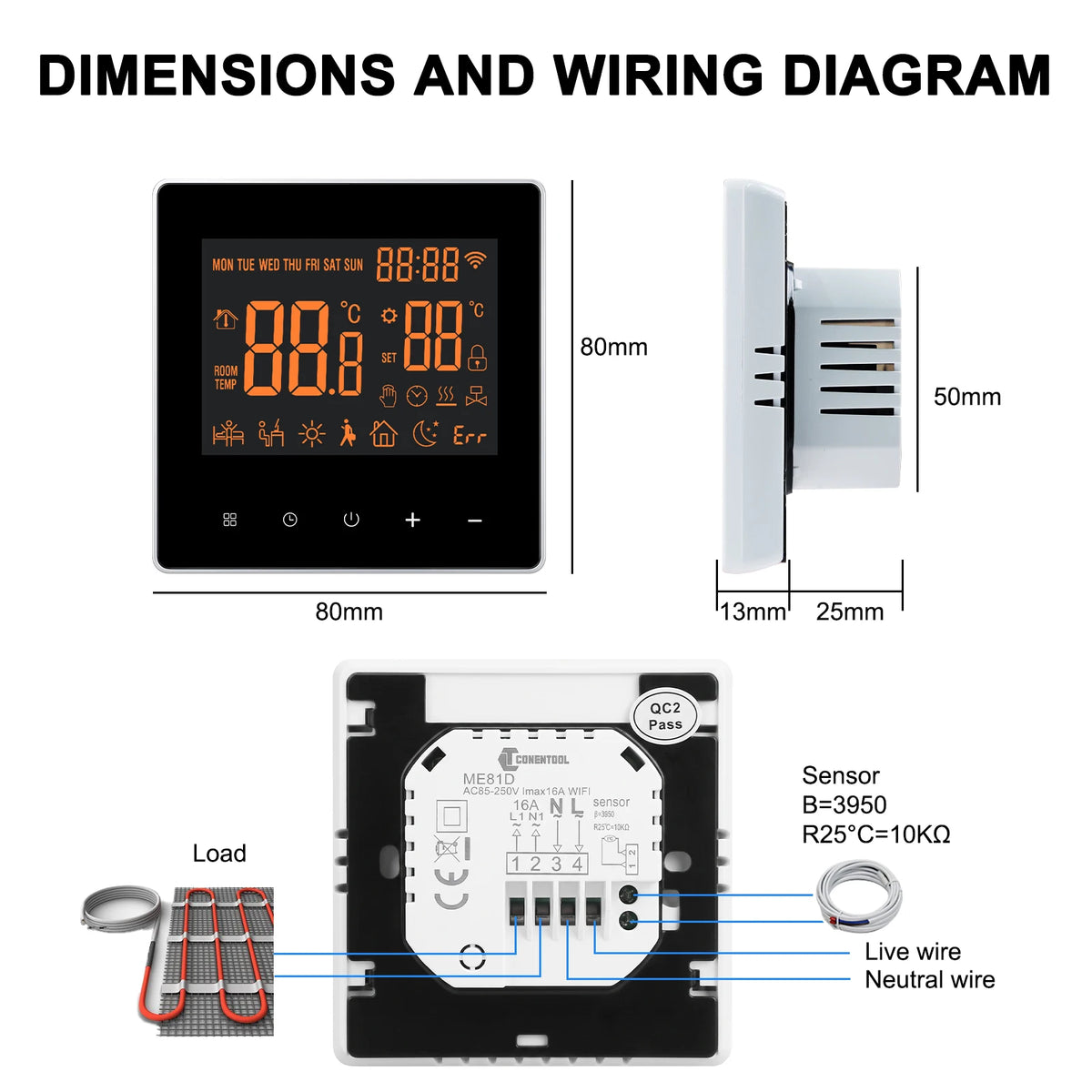 WiFi Smart Thermostat for Radiant Floor Heating – 16A Touchscreen Temperature Controller, Voice Control Compatible, Weekly Scheduling | Thomler