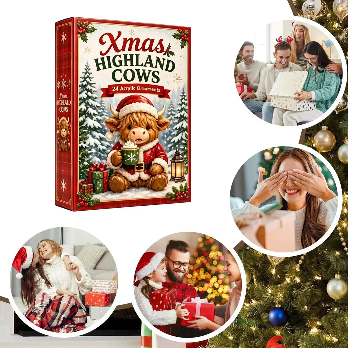 Highland Cow Christmas Advent Calendar with 24 Ornament Surprises for December Countdown | Thomler