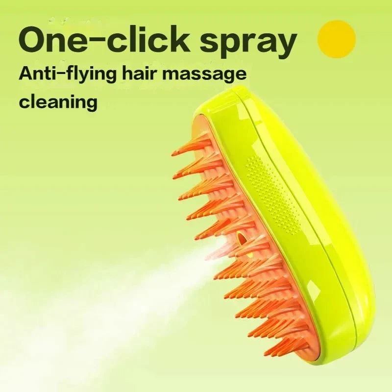 Steam Cat Grooming Brush with Massage & Soap Dispenser for Shedding & Bathing Cats Dogs | Pet Self-Cleaning Fur Comb Tool | Thomler