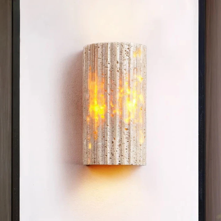 Wall Lamp Travertine Stone 6.5 in Up Down Outdoor Indoor Garden Patio Sconce Ambient Lighting Fixture | Thomler