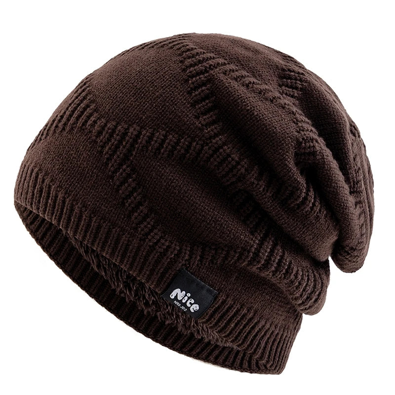 Slouchy Knit Beanie Hat with Fleece Lining – Unisex Cold Weather Headwear for Men & Women, Casual Outdoor Skull Cap | Thomler