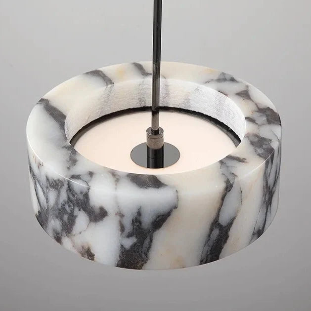 Natural Stone Disc Pendant Light LED Iron Cord Ceiling Fixture for Bedroom Living Room | Thomler