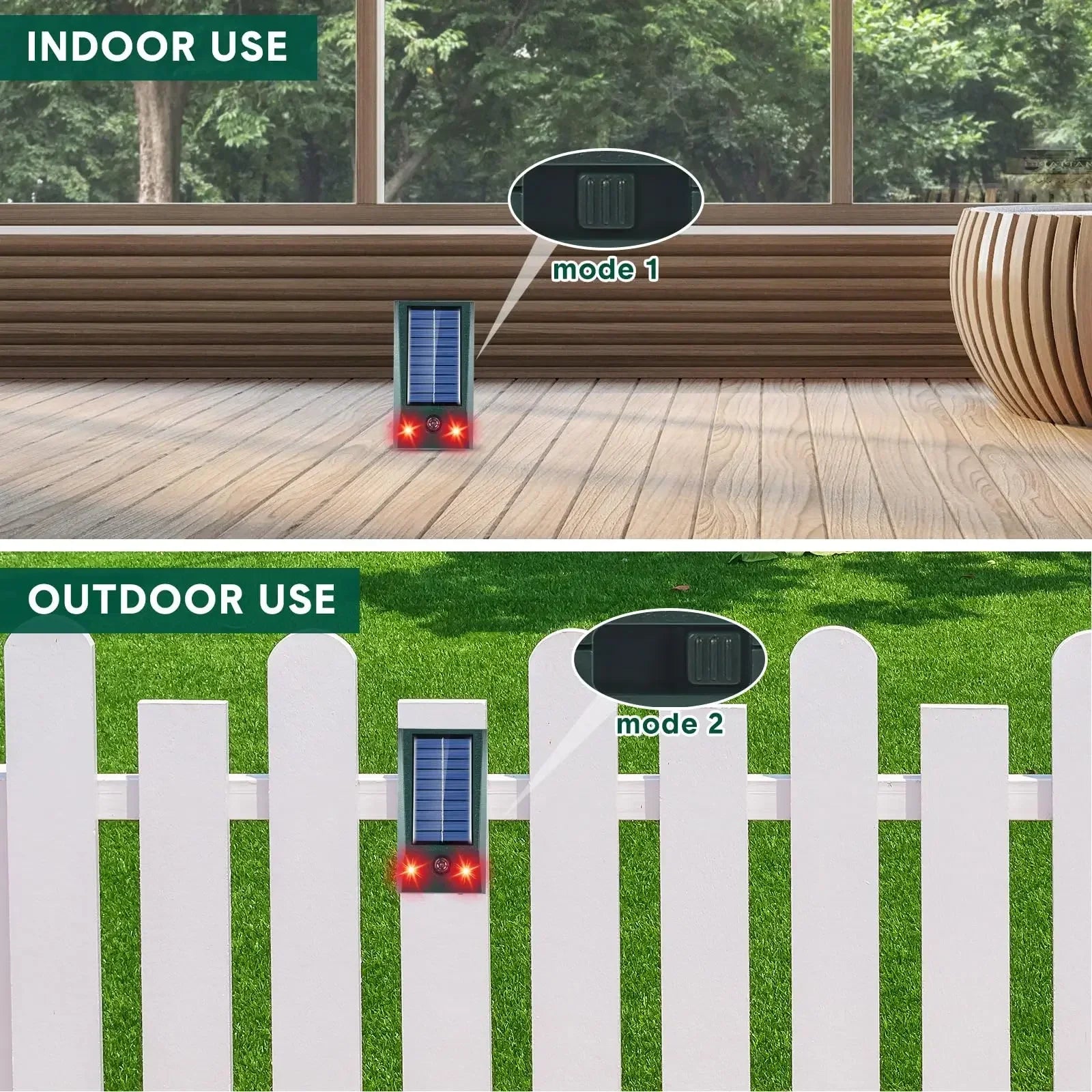 Solar Bird Repeller with Motion Sensor & LED Strobe Light | Ultrasonic Pest Deterrent for Gardens, Patios & Yards | Weatherproof 600 sq ft | Thomler