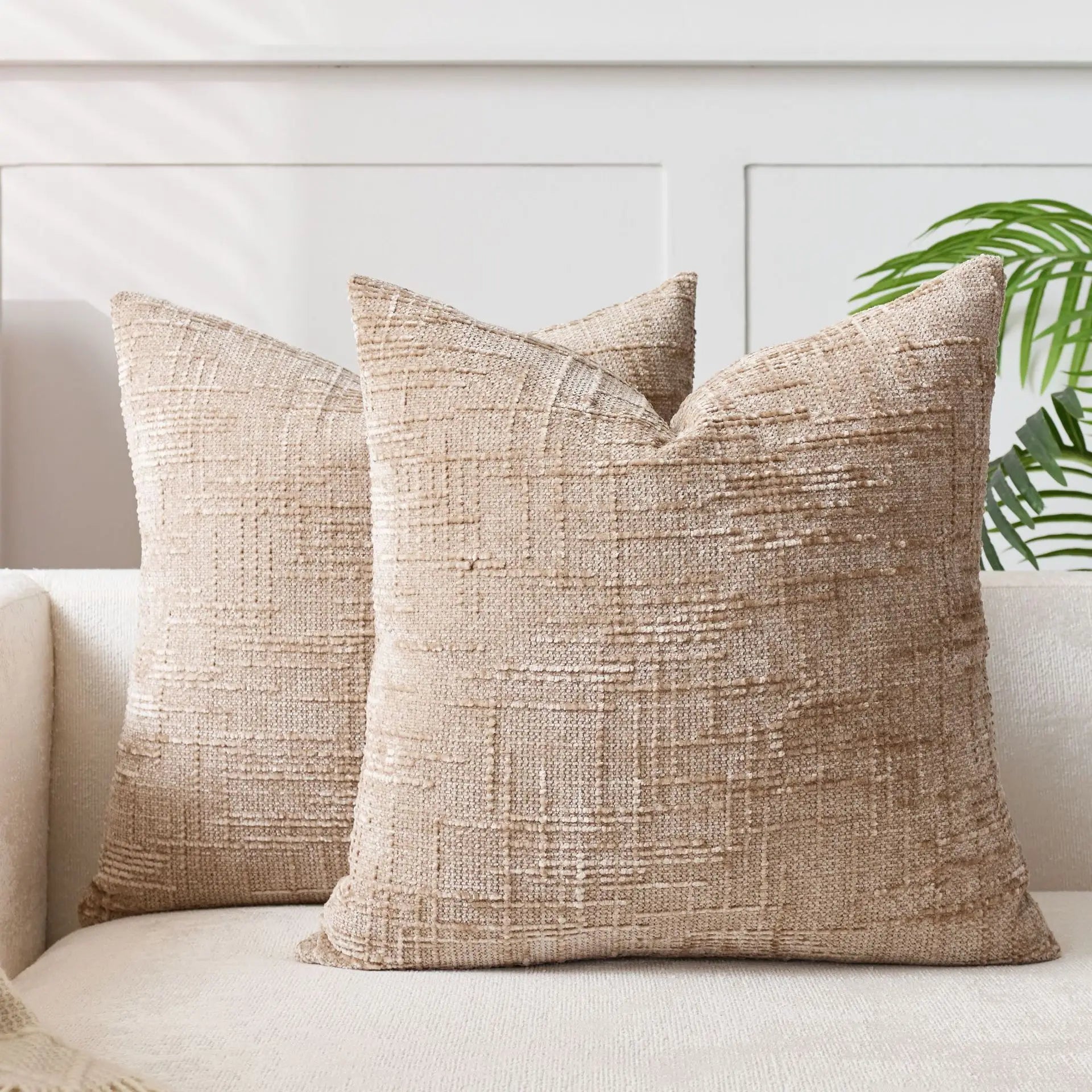 Cushion Cover Chenille 45.0 cm Decorative Sofa Bedroom Pillow Case Textured Bamboo Pattern Soft Throw Cushion | Thomler