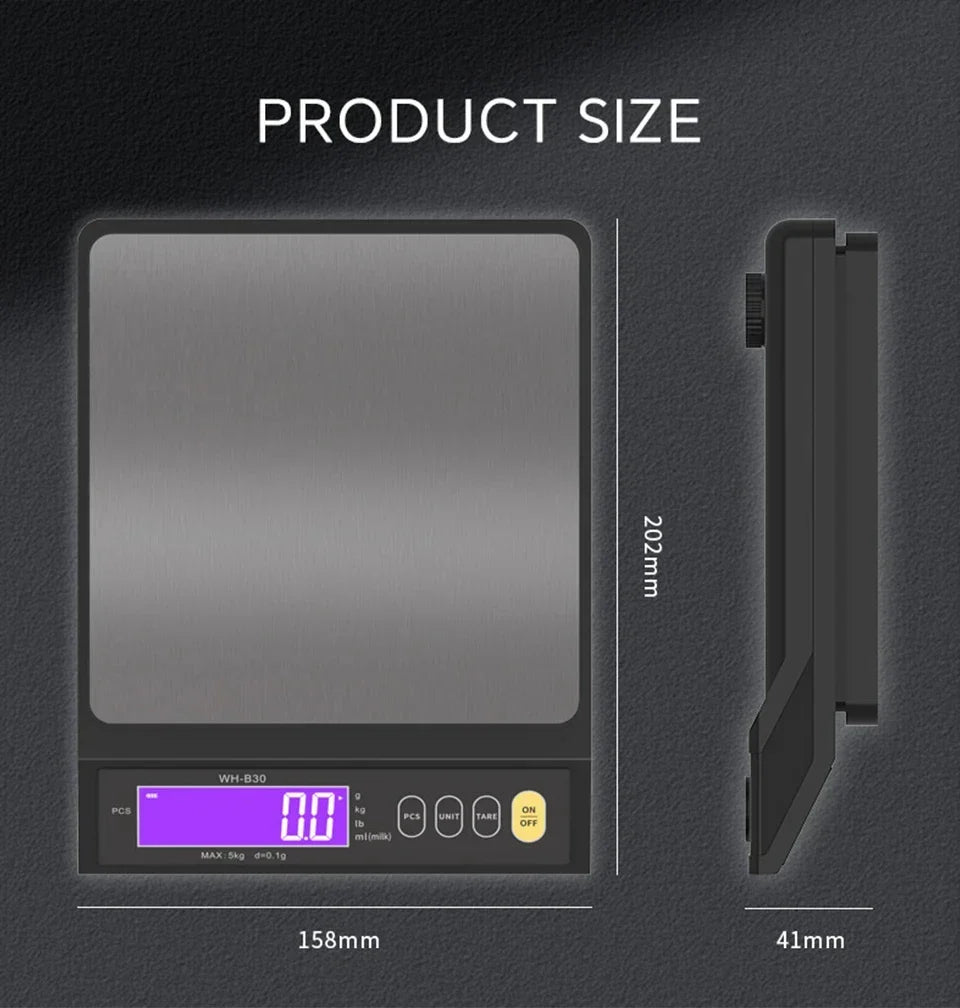 Waterproof Digital Food Scale – 11 lb / 1 oz or 22 lb / 0.04 oz Capacity, Rechargeable LCD Kitchen Scale for Meal Prep, Baking, Portion | Thomler