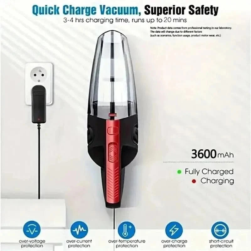Cordless Handheld Vacuum Cleaner with Cyclonic Suction for Car & Home – Wet Dry Portable Dust Buster 120W Motor 30 Min Runtime | Thomler