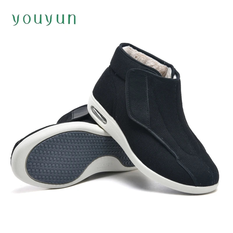 Extra Wide Adjustable Ankle Boots for Seniors – Plush Lined Non-Slip Winter Footwear for Swollen Feet & Diabetic Care | Thomler