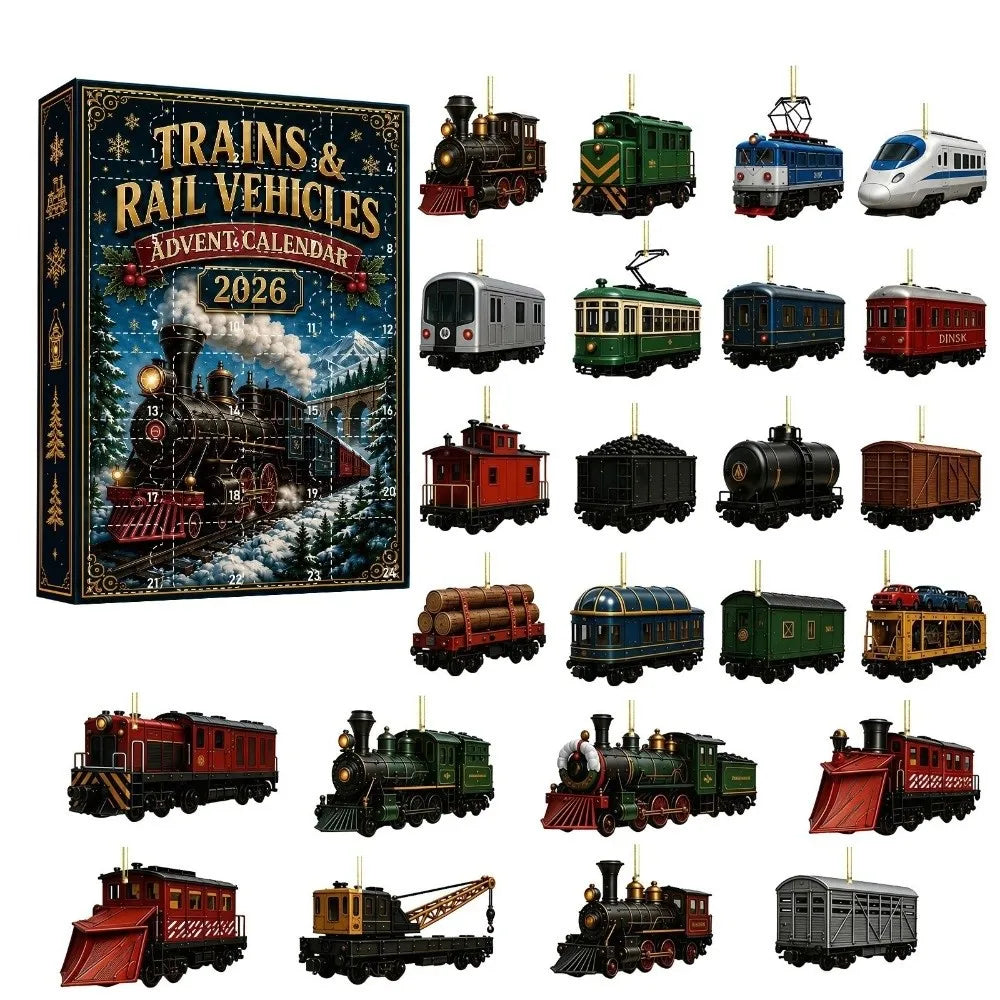 Holiday Countdown Box – 24-Piece Emergency Vehicle Acrylic Tree Ornaments for Kids Christmas Tradition | Thomler
