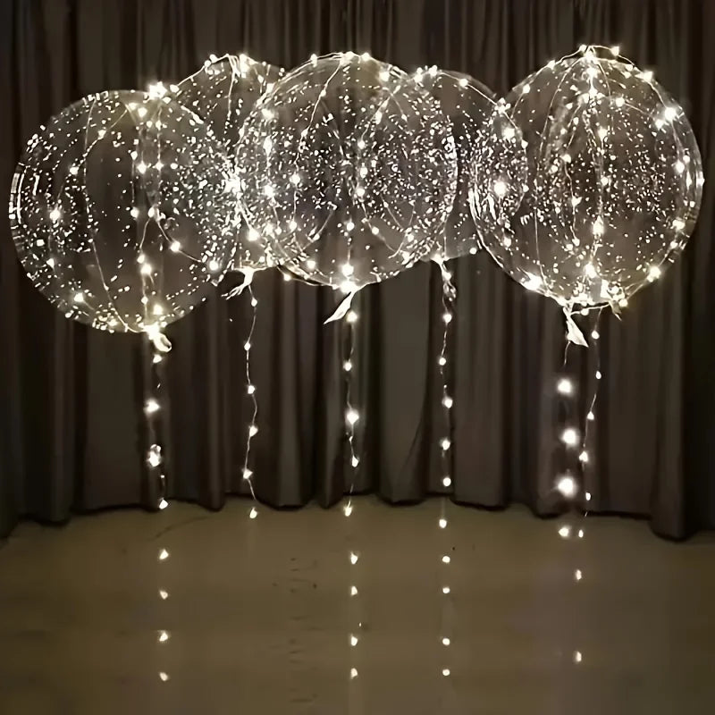 Clear LED Illuminated Party Balloons 20 Inch with Built-In Fairy Lights for Weddings Birthdays Holidays 5-Pack | Thomler