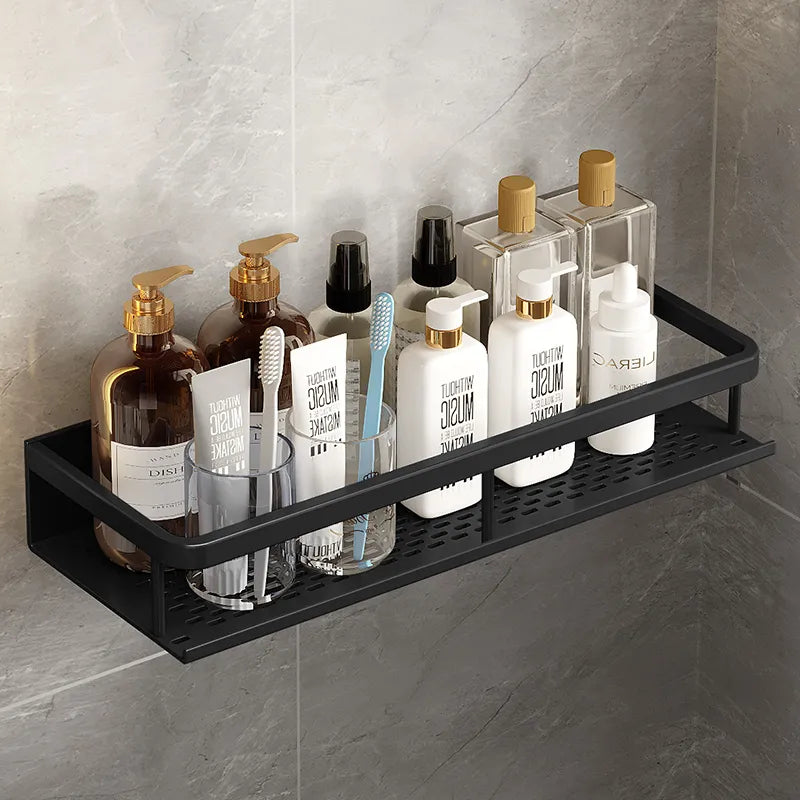 Wall-Mounted Bathroom Organizer Rack with Drainage Holes – Waterproof Metal Design for Shower, Sink & Kitchen | Thomler