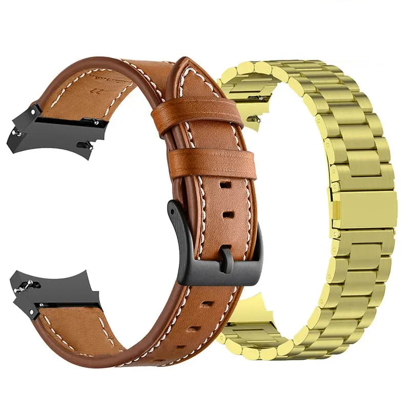 Leather & Steel Smartwatch Strap for Galaxy Watch 5 – Adjustable Wristband in Multiple Finishes | Thomler