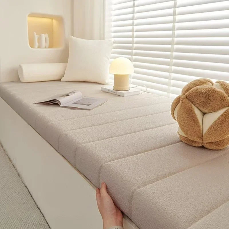 Plush Velvet Bench Cushion – Rectangle Indoor Outdoor Window Seat Pad with Memory Foam & Non-Slip Base for Chairs, Patios, Garden Swings | Thomler