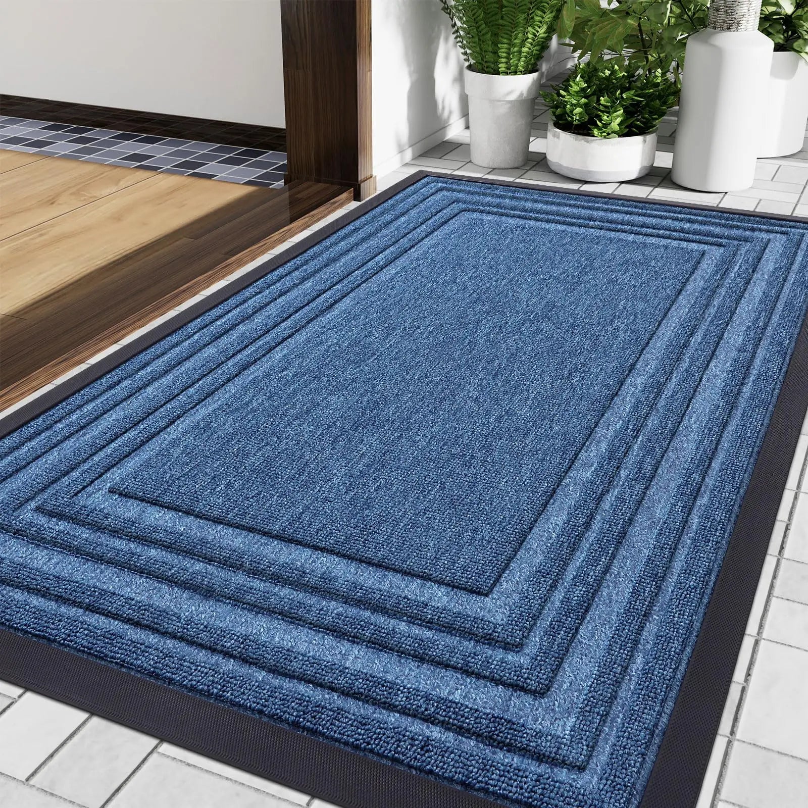 Doormat Rubber Low Profile Indoor Outdoor Entrance Hallway Patio Non Slip Dirt Trapping Weather Resistant Floor Mat | Thomler