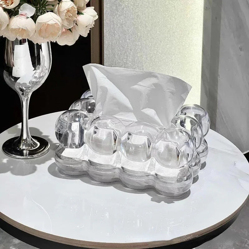 Rounded Bubble-Inspired Clear Acrylic Tissue Holder for Countertop & Vanity | Thomler