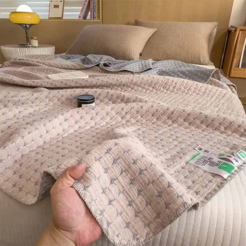Triple-Layer Breathable Throw Blanket – 100% Pure Cotton Gauze Weave for Couch, Bed & Travel – Year-Round Comfort | Thomler
