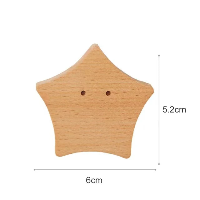 Wall Hooks Wooden Animal Self Adhesive Natural Kids Bedroom Nursery Coat Bag Holders Scandinavian Decor | Thomler