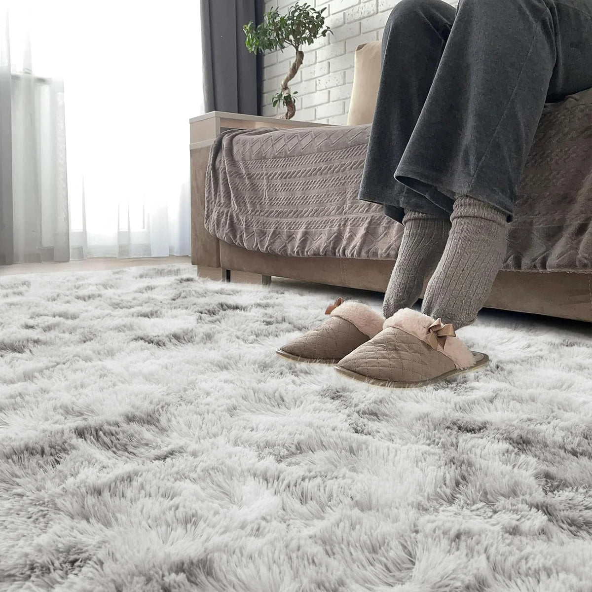 Plush Shag Area Rug Non-Slip Living Room Bedroom Soft Floor Mat Rectangle Home Decor for Kids Room Entryway Bathroom | Thomler