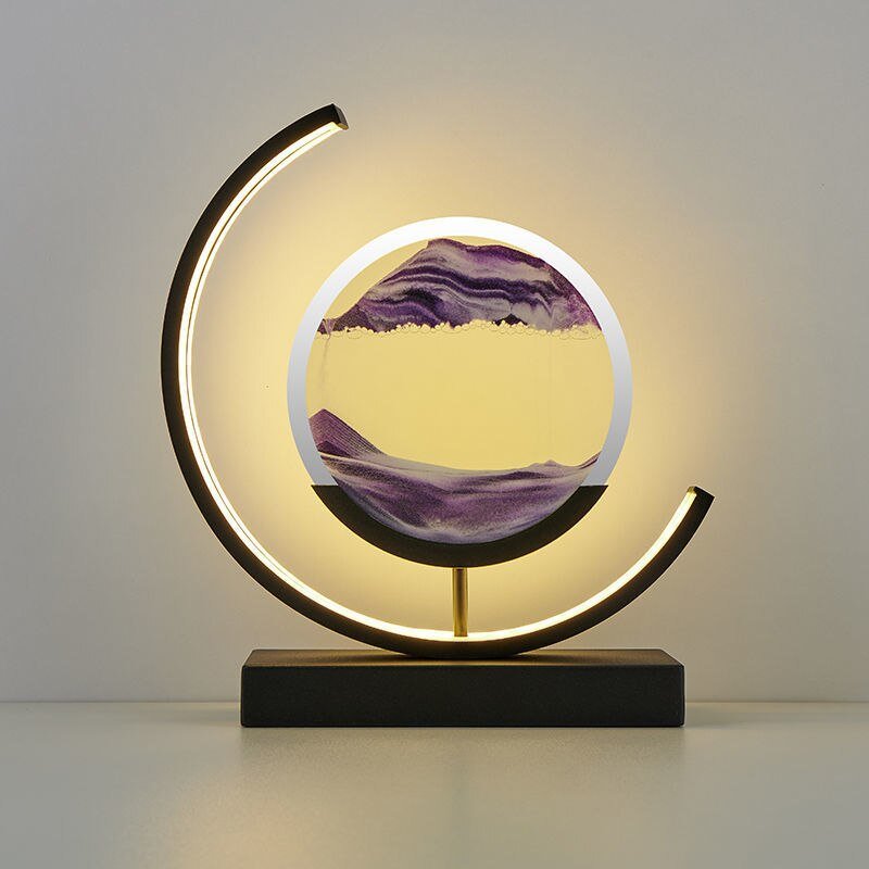 Rotating Sand Art LED Table Lamp | Mesmerizing 3D Liquid Motion Desk Light with Acrylic Frame | Modern Accent Lamp for Bedroom Living Room | Thomler