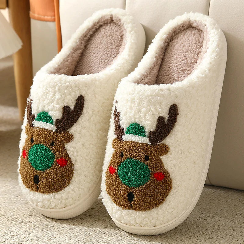Plush Gingerbread House Slippers for Women & Men – Cozy Indoor Slides with Non-Slip Sole for Bedroom & Holiday Lounging | Thomler