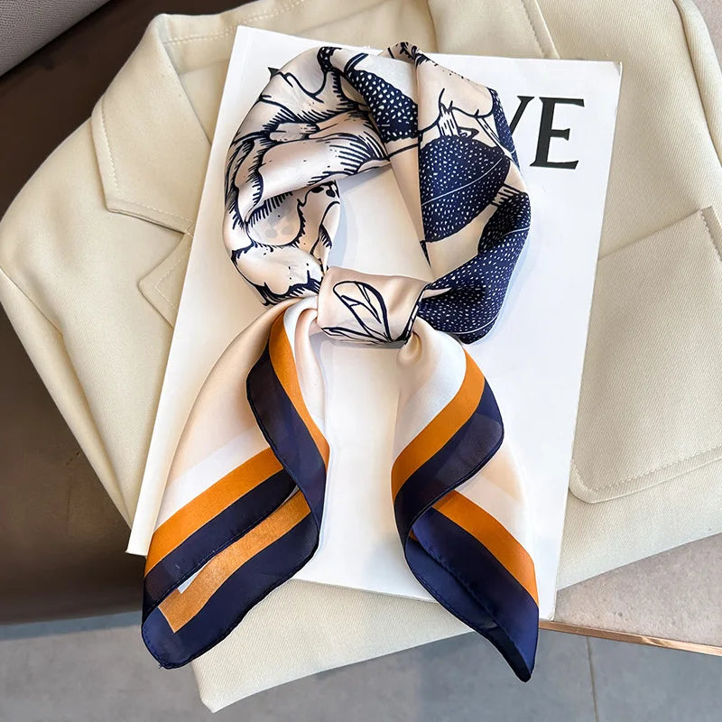 Equestrian Print Satin Square Scarf Neck Wrap Hair Accessory Head Covering 28 Inch Fashion Versatile Women's Silk-Feel Lightweight Bandana | Thomler