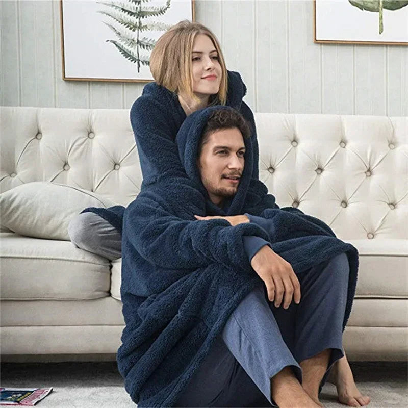 Wearable Blanket Hoodie with Sleeves – Oversized Reversible Fleece Throw Sweatshirt for Adults & Couples – Ultra Soft Plush Loungewear for | Thomler