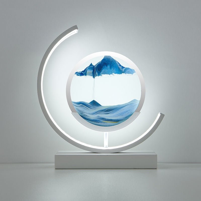 Rotating Sand Art LED Table Lamp | Mesmerizing 3D Liquid Motion Desk Light with Acrylic Frame | Modern Accent Lamp for Bedroom Living Room | Thomler