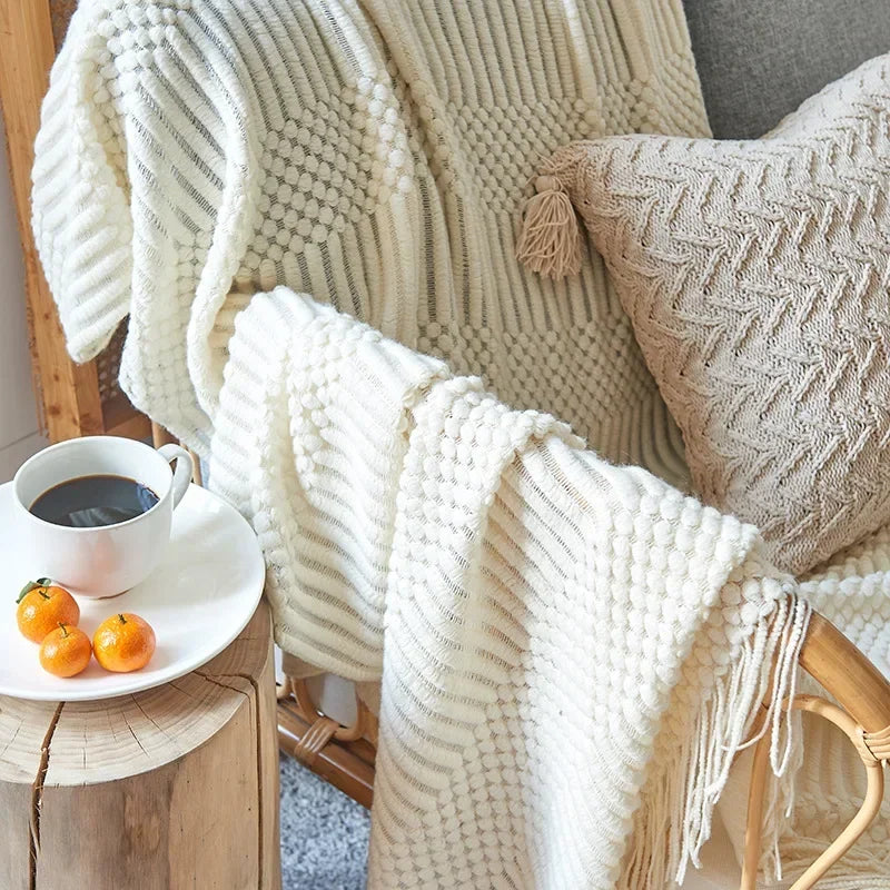 Chunky Knit Throw Blanket – Cozy Acrylic Sofa & Bed Cover for Living Room & Bedroom | Thomler