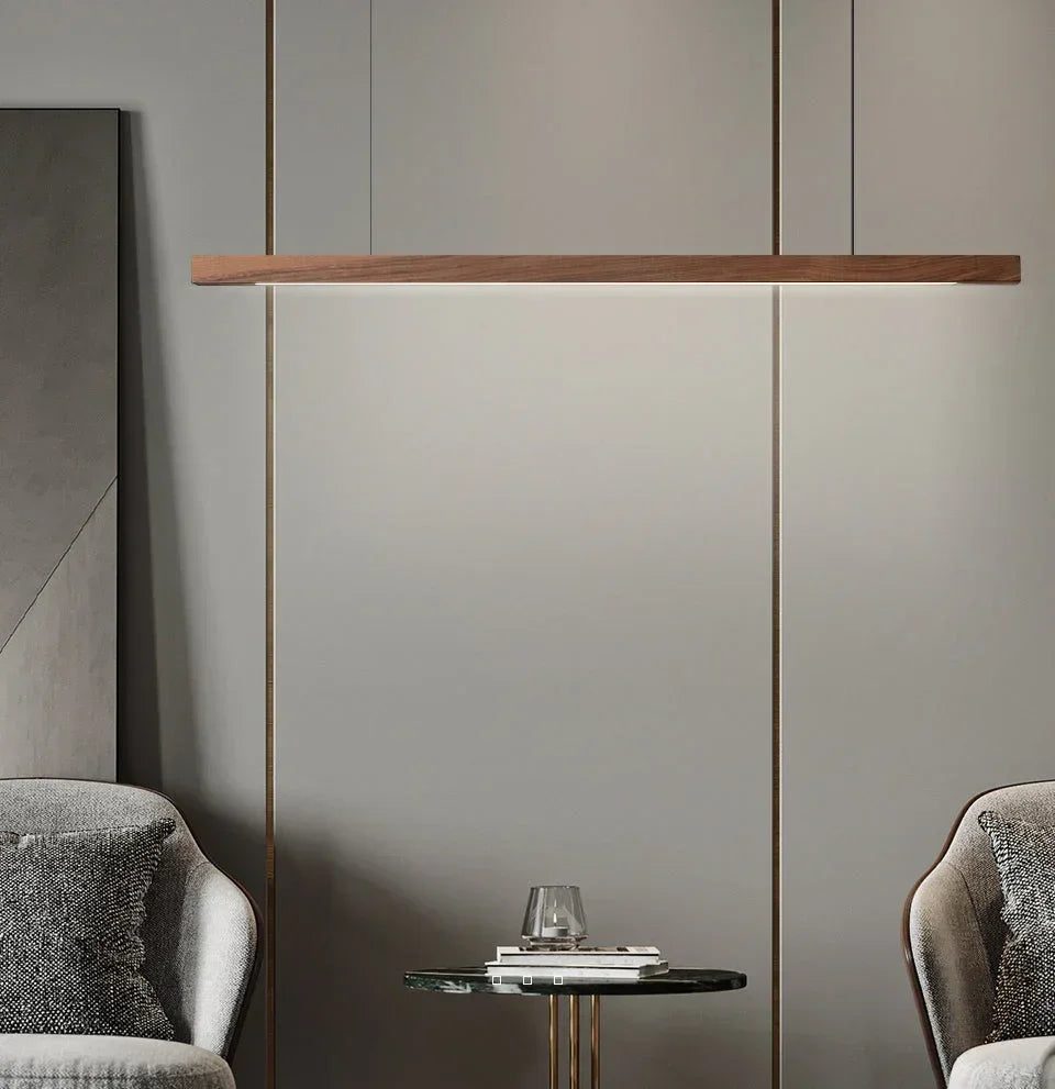Pendant Light Wood LED 80.0 cm Linear Dining Table Kitchen Island Hanging Ceiling Lamp Dimmable Scandinavian | Thomler