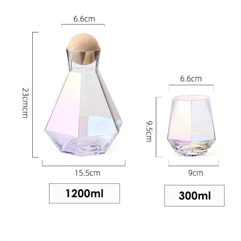 Glass Drinkware Set Eco-Friendly 9 in Jug 4 in Rocks Glasses Diamond Pattern Bar Kitchen Dining Accessories | Thomler