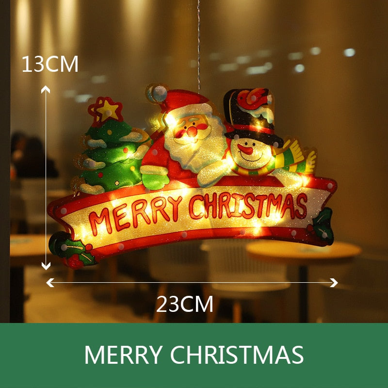 Battery-Operated LED Window Hanging Decoration with Flash & Steady Modes – Holiday-Themed Silhouettes for Christmas Displays, Easy | Thomler