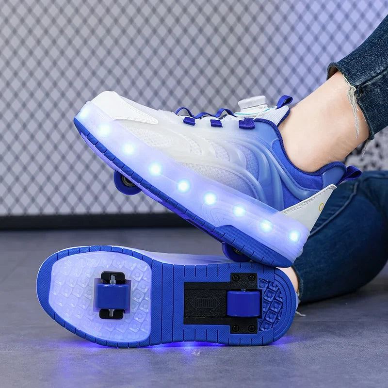 Kids Light-Up Roller Skate Shoes with USB Rechargeable LED Wheels | Rolling Sneakers for Boys & Girls | Outdoor Recreation & Active Play | Thomler