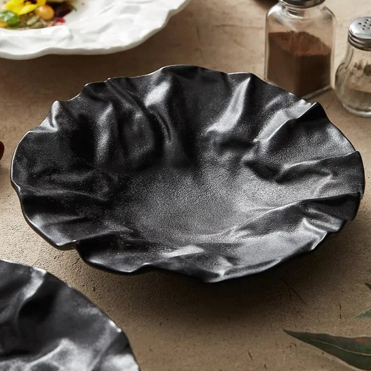 Serving Bowl Ceramic 10 in Coastal Dining Tableware Decorative Kitchen Table Centerpiece | Thomler