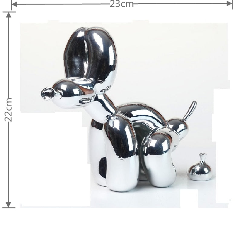 Metallic Resin Balloon Dog Sculpture for Shelf, Mantel & Tabletop Display in Modern Contemporary Living Rooms | Thomler