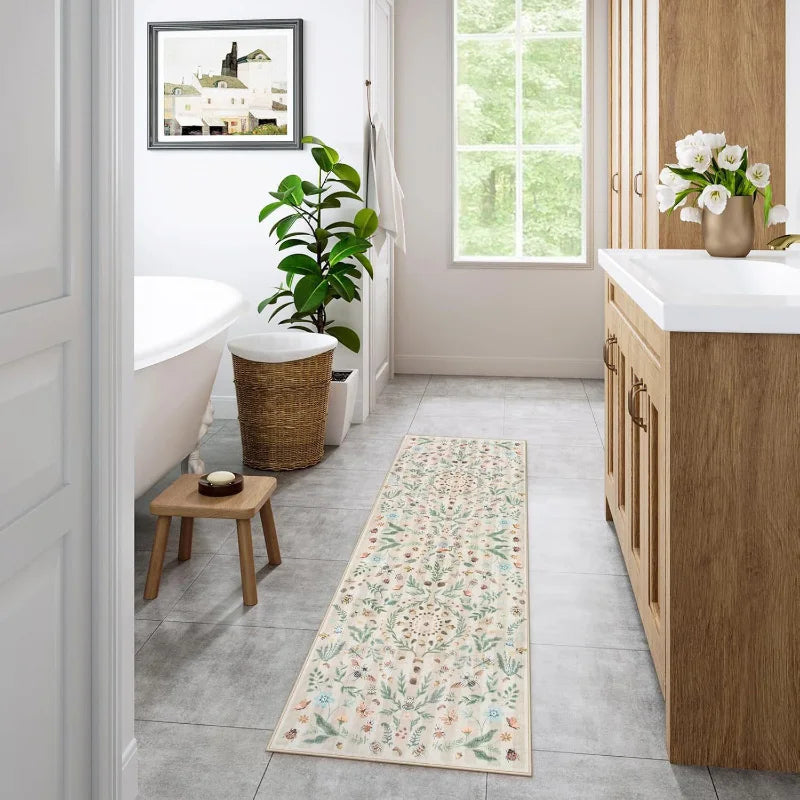 Geometric Print Runner Rug for Hallways – Slip-Resistant Extra Long Entryway Floor Mat | Thomler