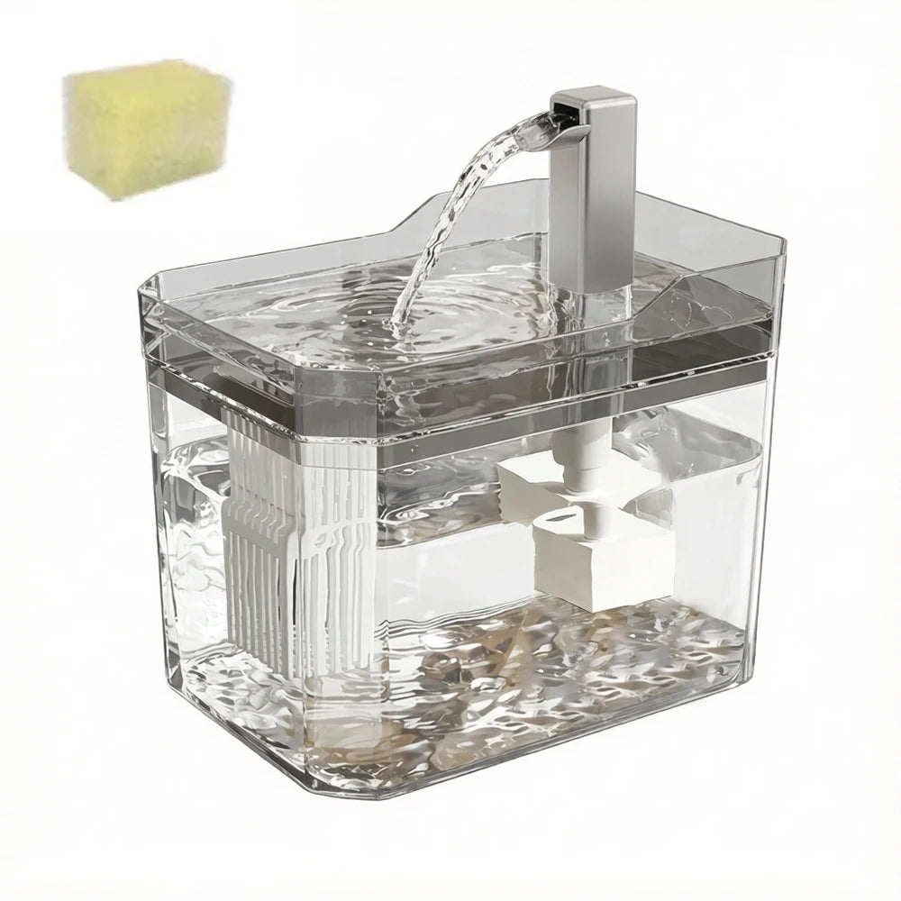 Circulating Cat Water Fountain with Pump & Filtration System, See-Through Design, Dry-Run Protection | Thomler