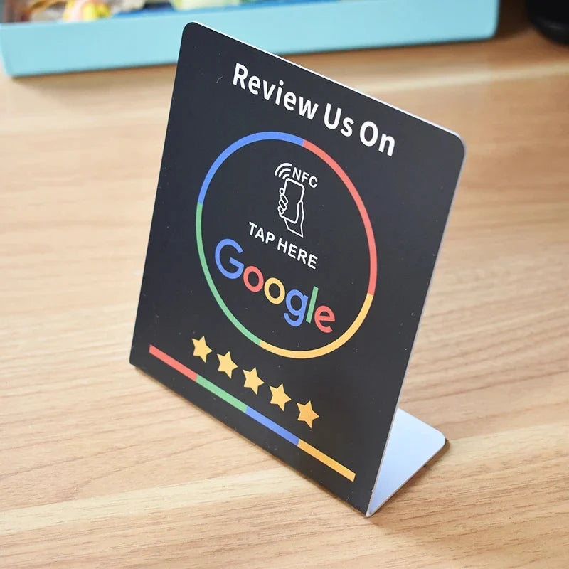 NFC Customer Review Stand for Google – Tap-to-Review Card with Base for Countertop Feedback Collection | Thomler