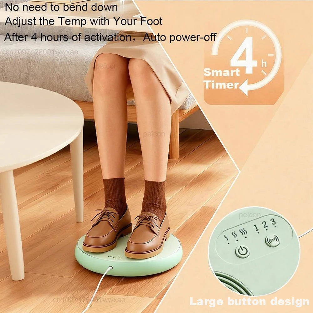 USB Heated Foot Warmer Pad with Vibration Massage & Adjustable Heat Settings for Cold Feet Relief at Home, Office & Travel | Thomler